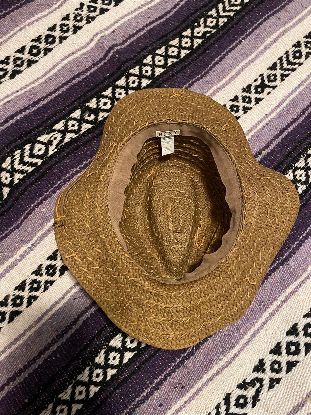 ROXY- Straw Fedora Hat in Brown with Leather Band & BEADS - Picture 7 of 8